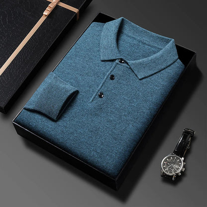 Men's Sweater with Polo Collar – Wool Blend – Regular Fit – Long Sleeves with Ribbed Cuffs