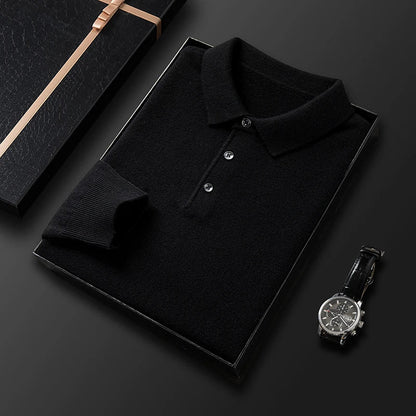 Men's Sweater with Polo Collar – Wool Blend – Regular Fit – Long Sleeves with Ribbed Cuffs