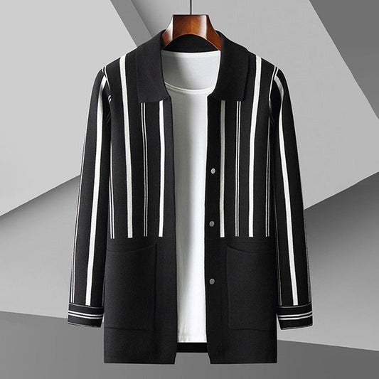 Men's Cardigan – Relaxed Fit – Soft Wool Texture – Button Closure and Pockets