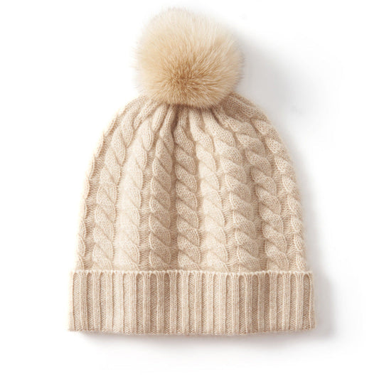 Ella Cable Pom Beanie | Alpine Knit Winter Hat