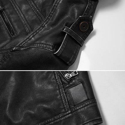Samuel Regular Fit Biker Jacket | Stand-Up Collar Zippered Pockets Biker Jacket