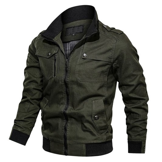 Men's Bomber Jacket – Regular Fit – Woven Fabric – Epaulettes – Zipper Closure – Ribbed Edges