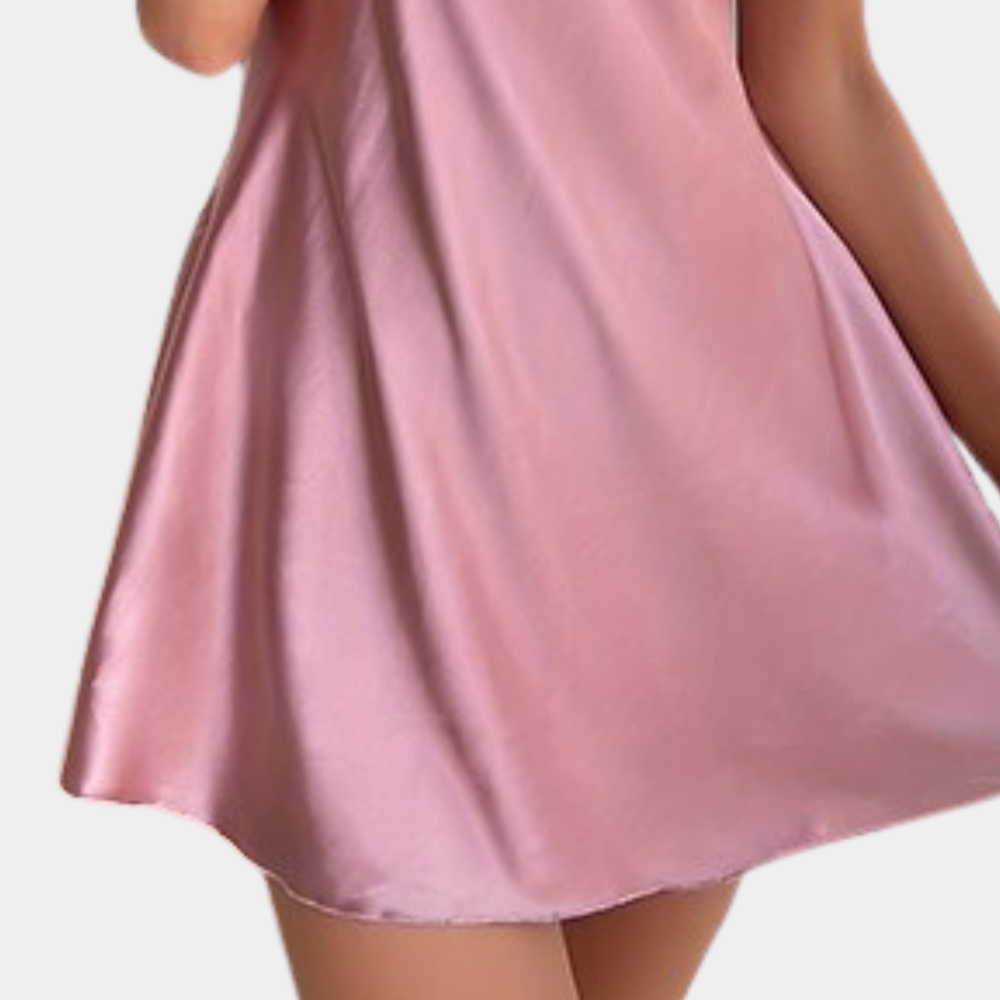 Women's Nightgown - Satin Silk - V-neck with Spaghetti Straps - Elegant and Classic