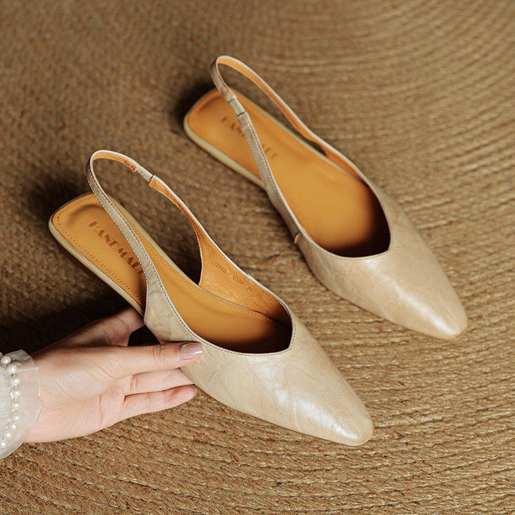Amelia Pointed Toe Slingback Flats | Solid Slingback Flats