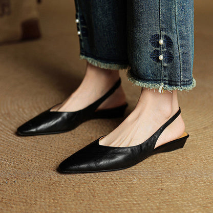 Amelia Pointed Toe Slingback Flats | Solid Slingback Flats