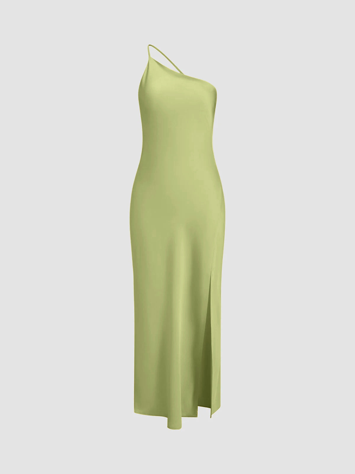 Women's Long Dress - Silk - One-Shoulder - High Slit - Elegant Party Look