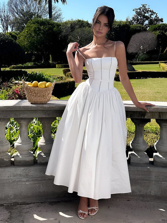 Dress for Women – Elegant A-line – Spaghetti Straps – Fitted Bodice in Luxury Fabric