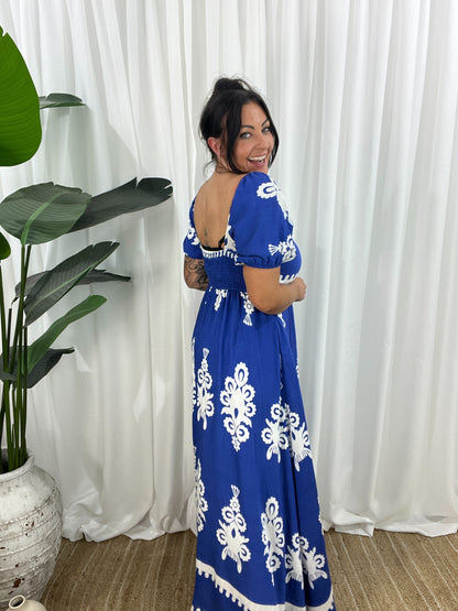 Dame Maxikjole - Off-Shoulder - Pufærmer - Flowy og Elegant Design