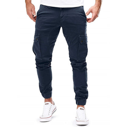 Men's Trousers – Cargo Pants – Slim Fit – Elastic Waist – Ribbed Cuffs – Flap Pockets