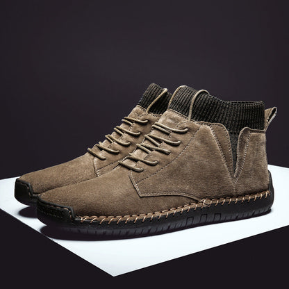 Henry Lace-Up Ribbed Collar Sneaker Boots | Solid Ankle-Length Boots