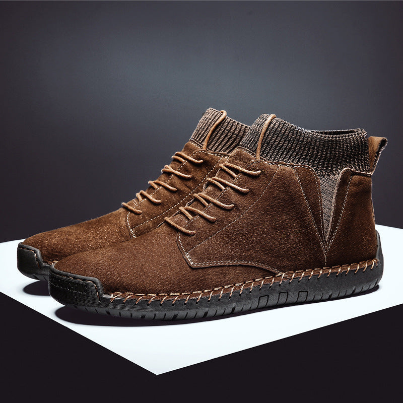 Henry Lace-Up Ribbed Collar Sneaker Boots | Solid Ankle-Length Boots