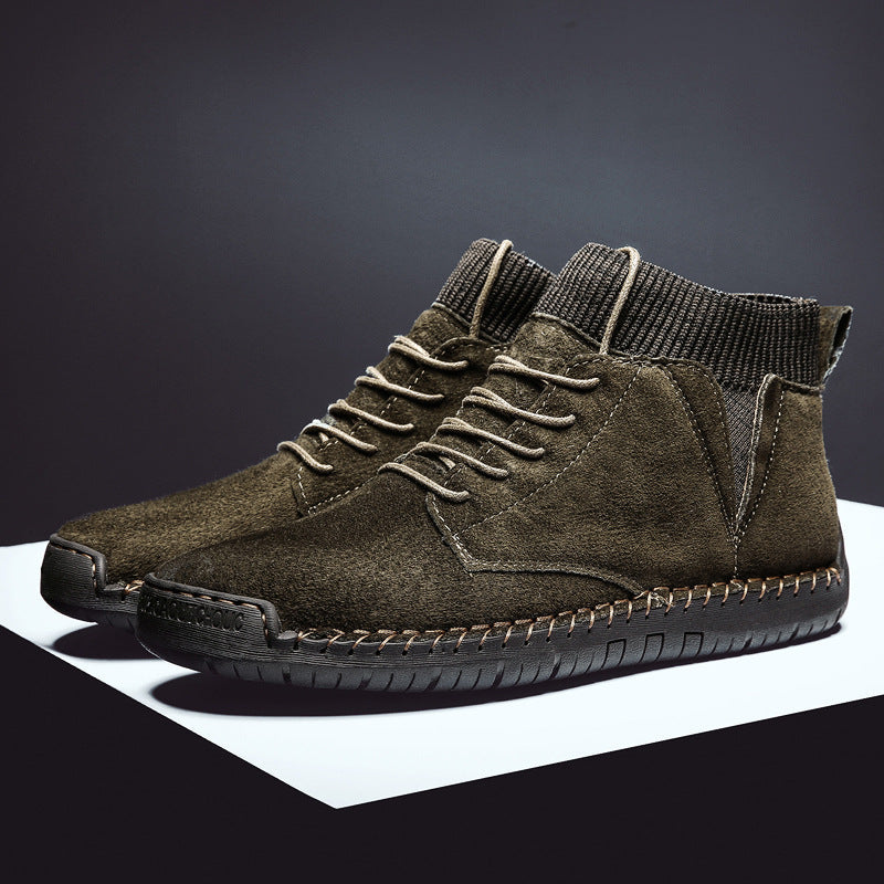 Henry Lace-Up Ribbed Collar Sneaker Boots | Solid Ankle-Length Boots
