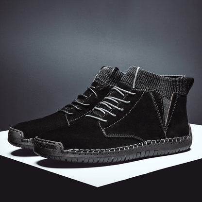 Henry Lace-Up Ribbed Collar Sneaker Boots | Solid Ankle-Length Boots