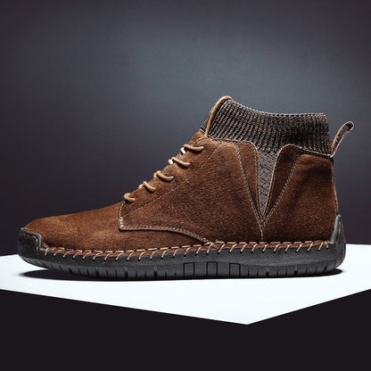 Henry Lace-Up Ribbed Collar Sneaker Boots | Solid Ankle-Length Boots