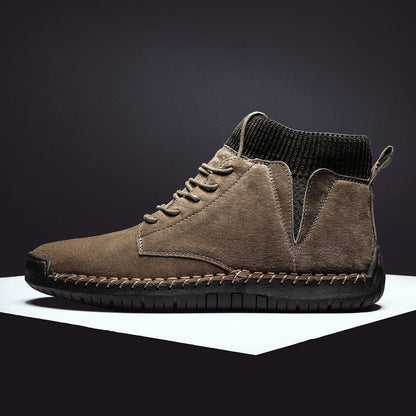 Henry Lace-Up Ribbed Collar Sneaker Boots | Solid Ankle-Length Boots