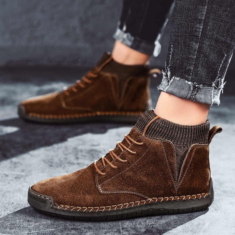 Henry Lace-Up Ribbed Collar Sneaker Boots | Solid Ankle-Length Boots