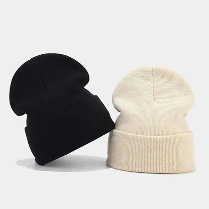 Sienna Ribbed Knit Satin Lined Cuffed Beanie | Solid Beanie