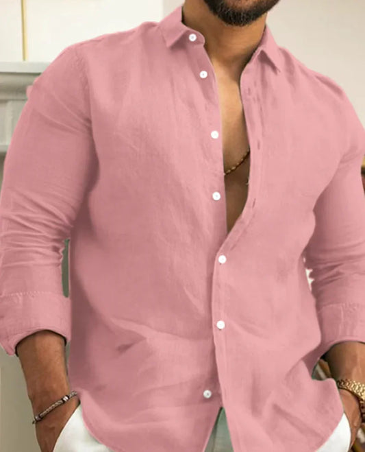 Men's Shirt – Tailored Fit – Long Sleeve – Breathable Lightweight Fabric – Casual Style