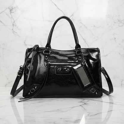 Luna Faux Leather Structured City Bag | Top Handle Shoulder Strap City Bag
