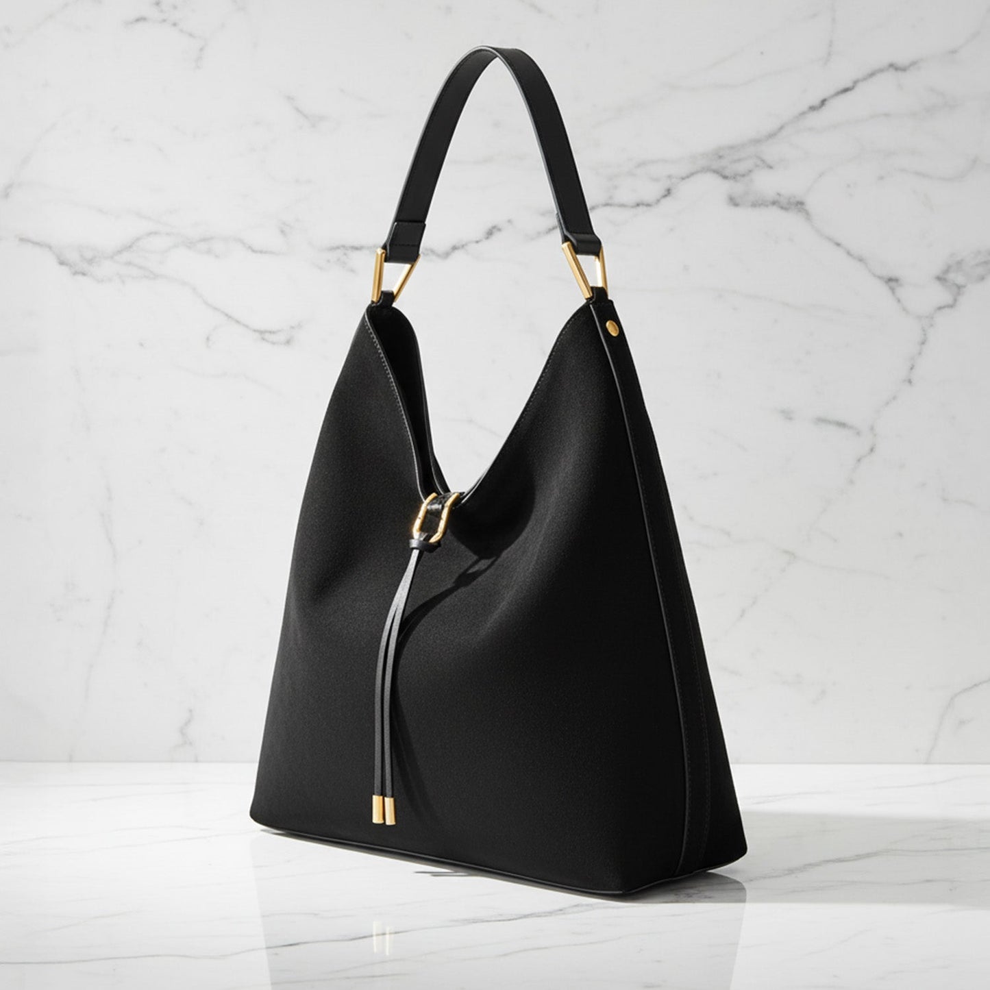 Ava Slouchy Hobo Bag | Gold-Tone Hardware Drawstring Bag