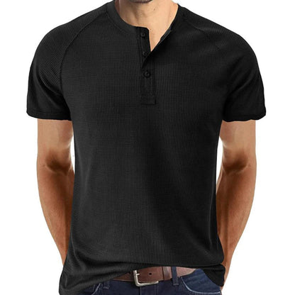 Men's Henley T-shirt – Slim Fit – Soft Knit – Short Sleeve Breathable Casual Style