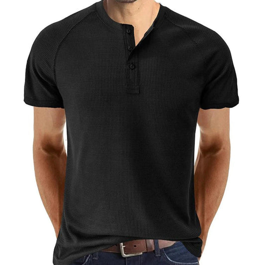 Men's Henley T-shirt – Slim Fit – Soft Knit – Short Sleeve Breathable Casual Style