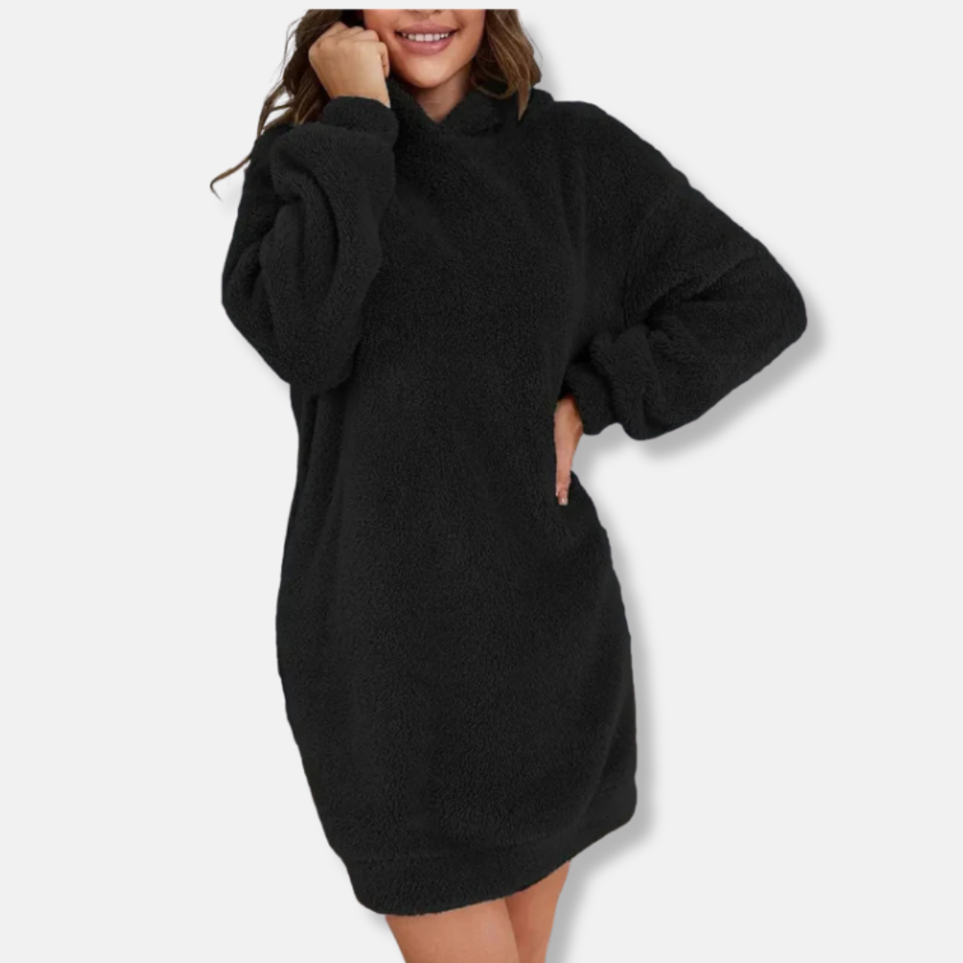 Women's Hoodie Dress – Oversized Fit – Soft Fleece – Long-Sleeved Casual Comfort