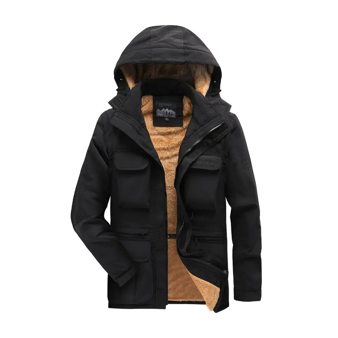Men's Jacket – Water-Repellent – Detachable Hood – Lined with Faux Fur – Casual Fit