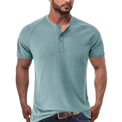 Men's Henley T-shirt – Slim Fit – Soft Knit – Short Sleeve Breathable Casual Style