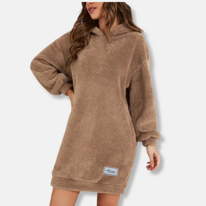 Women's Hoodie Dress – Oversized Fit – Soft Fleece – Long-Sleeved Casual Comfort