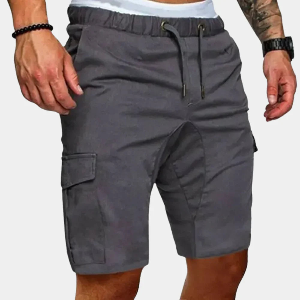 Men's Cargo Shorts – Relaxed Fit – Knee Length – Elastic Waist with Drawstring – Breathable Material