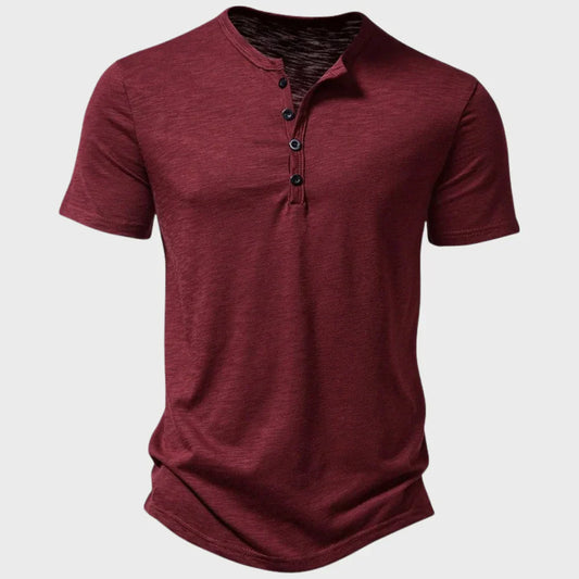 Men's T-shirt – Soft Knit – Regular Fit – Henley Neck – Short Sleeve For Everyday