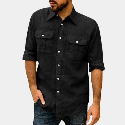 Men's Shirt – Regular Fit – Light and Breathable – Long Sleeves – Chest Pockets with Button