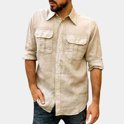 Men's Shirt – Regular Fit – Light and Breathable – Long Sleeves – Chest Pockets with Button