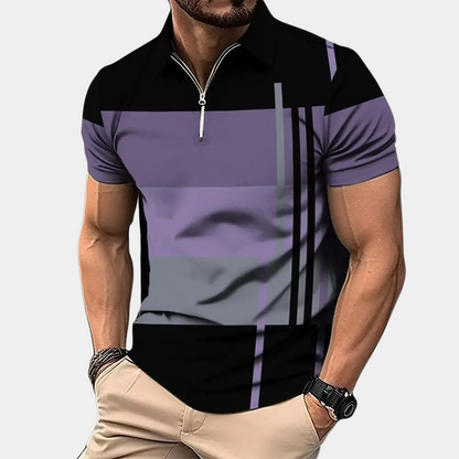 Men's Polo Shirt – Slim Fit – Short-Sleeved – Breathable Material – Zipper Closure – Modern Pattern