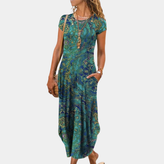 Women's Midi Dress – Relaxed Fit – Short Sleeves – Light and Breathable Comfort