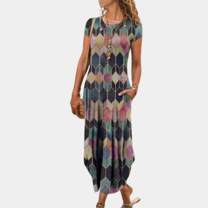Women's Midi Dress – Relaxed Fit – Short Sleeves – Light and Breathable Comfort