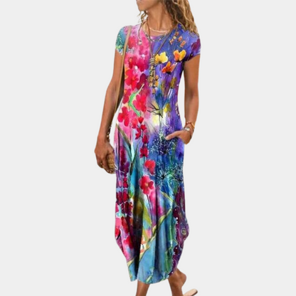 Women's Midi Dress – Relaxed Fit – Short Sleeves – Light and Breathable Comfort