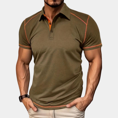 Men's Polo Shirt – Slim Fit – Soft Knit – Short Sleeves – Contrast Stitching
