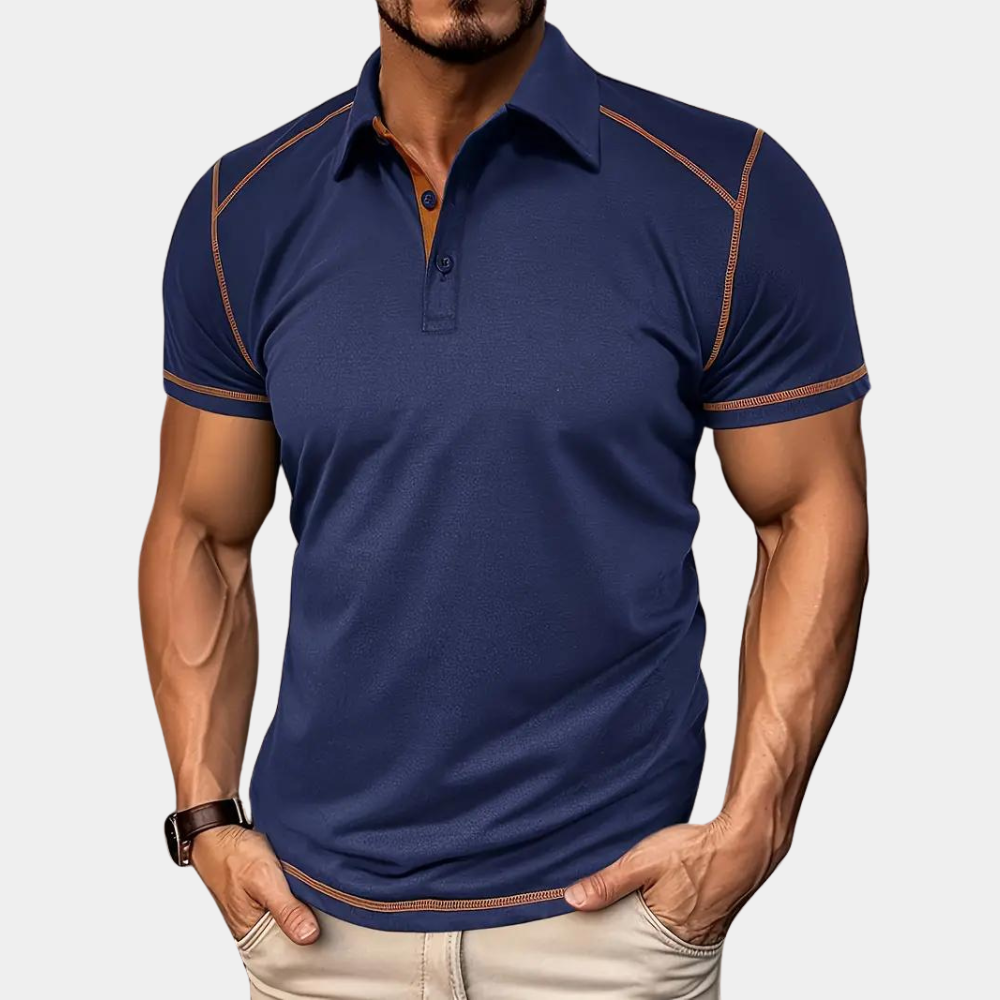 Men's Polo Shirt – Slim Fit – Soft Knit – Short Sleeves – Contrast Stitching