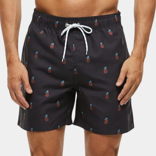 Men's Shorts – Relaxed Fit – Breathable Lightweight Material – Mid-Length – Drawstring Closure – Printed Design