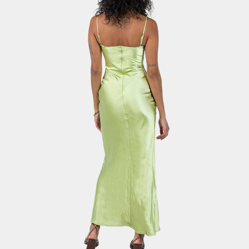 Women's Slip Dress - Satin Look - Tailored Fit - Embroidered Bustier - Elegant Party Dress