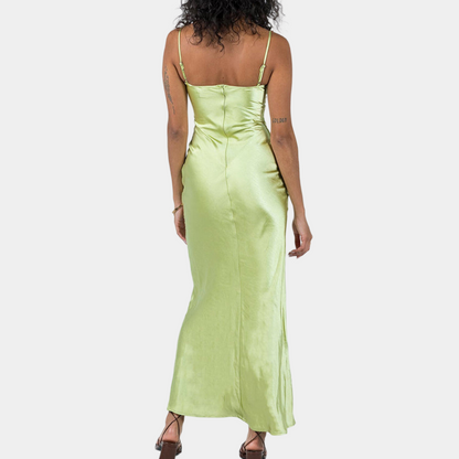 Women's Slip Dress - Satin Look - Tailored Fit - Embroidered Bustier - Elegant Party Dress