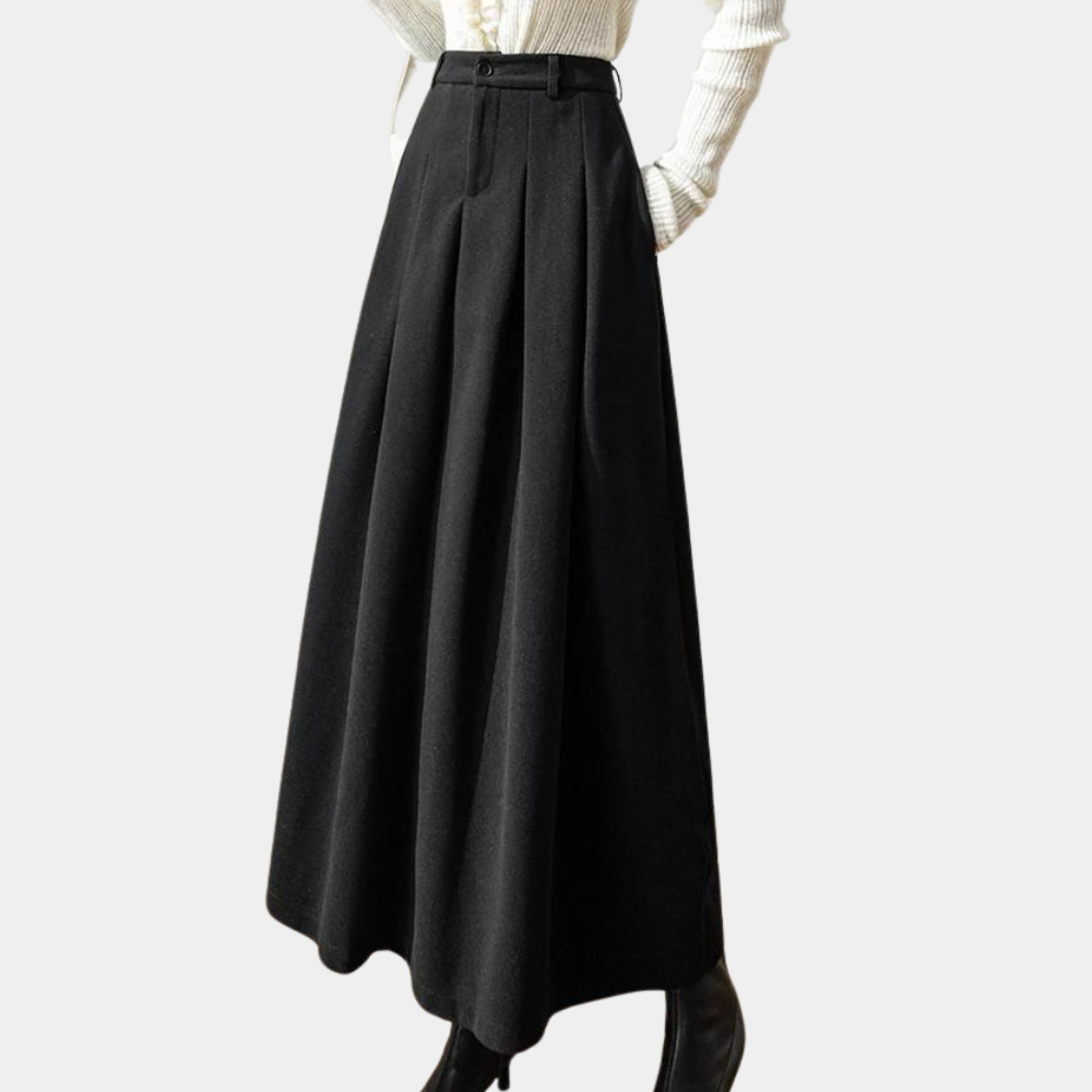 Women's Maxi Skirt - High Waist - Pleated Design - Elegant and Versatile