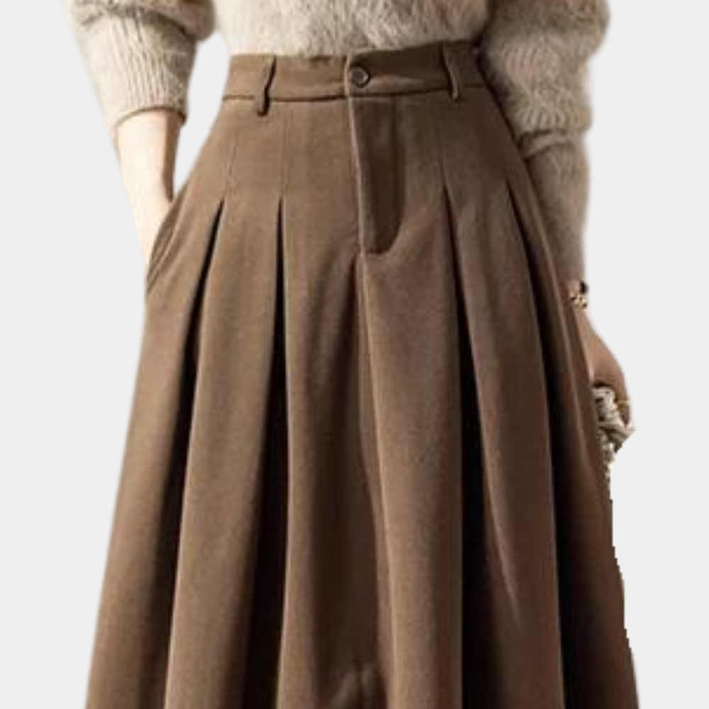Women's Maxi Skirt - High Waist - Pleated Design - Elegant and Versatile
