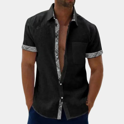 Men's Shirt with Short Sleeves – Relaxed Fit – Breathable Light Quality – Button Closure