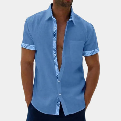 Men's Shirt with Short Sleeves – Relaxed Fit – Breathable Light Quality – Button Closure