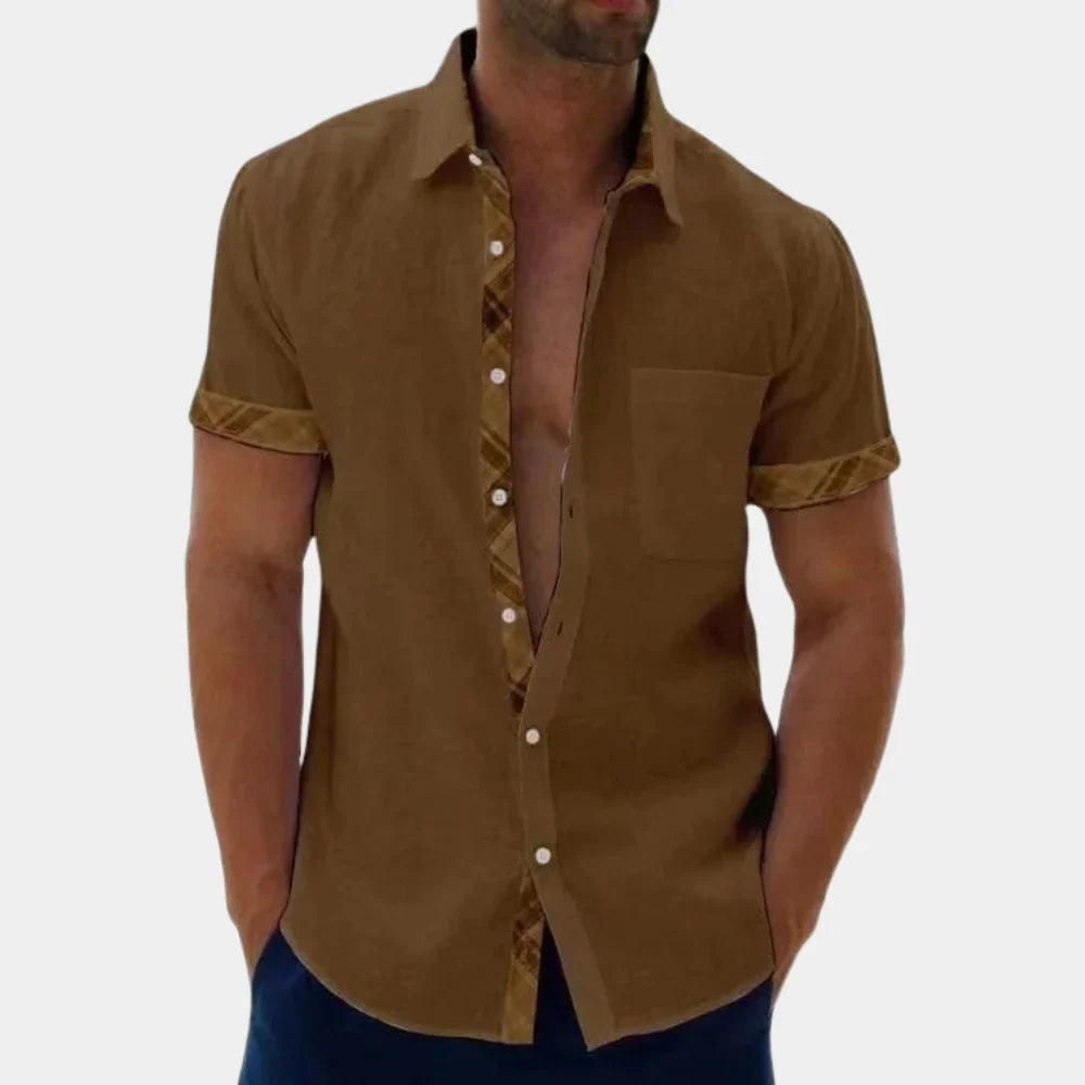 Men's Shirt with Short Sleeves – Relaxed Fit – Breathable Light Quality – Button Closure