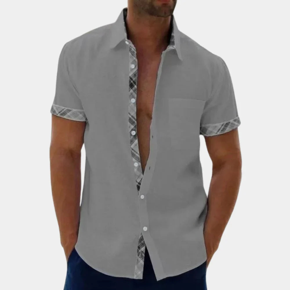 Men's Shirt with Short Sleeves – Relaxed Fit – Breathable Light Quality – Button Closure