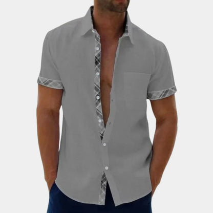 Men's Shirt with Short Sleeves – Relaxed Fit – Breathable Light Quality – Button Closure